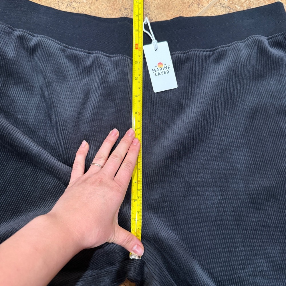 Marine Layer Velour Corduroy Wide Leg Pants Black XL NWT Loungewear Cozy - Picture 6 of 9